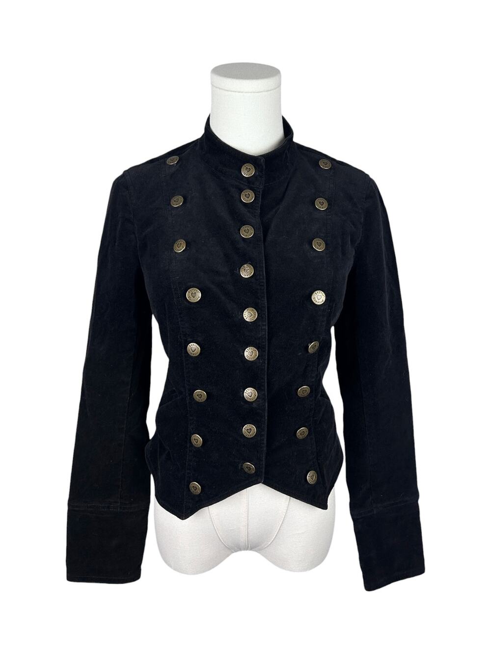 Betsy Johnson Vintage 2005 Dark Navy Long Sleeve Button Front Military Coat 8